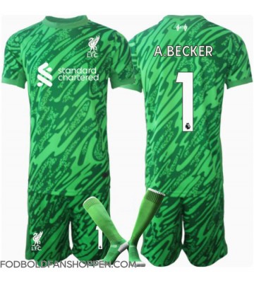 Liverpool Alisson Becker #1 Målmand Udebanetrøje Børn 2024-25 Kortærmet (+ Korte bukser)
